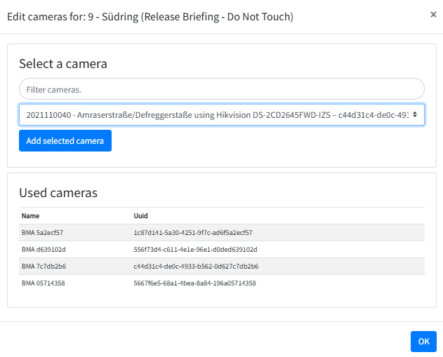 Figure 4: Add/edit cameras
