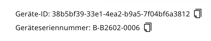 Display of device ID and serial number in the Control Center